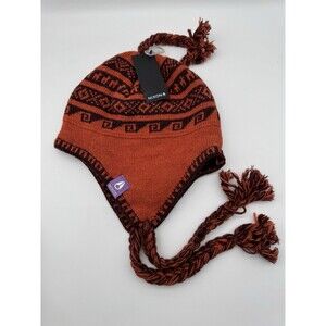 NWT Nixon Unisex Earflap Hat Orange One Size Winter Tassels